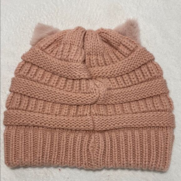 Kids' Cozy Knit Beanie Set - Gray and Pink - Picture 2 of 5